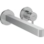 Hansgrohe Finoris etgrebsbatteri i krom med 228mm tud, designet til 2-huls vægmontering og med synlig etgrebsbetjening.