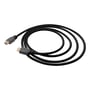 Deltaco Ultra High Speed HDMI-kablet ligger i en løs spiral, så de sorte flettede ledninger og stik ses.
