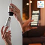 Philips Hue E14 LED-kertepære skrues i en lampe, mens Hue-appen på en telefon viser lysstyring.