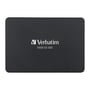 Verbatim Vi550 S3 2.5" SSD med 512GB lagerkapacitet og logo øverst, vist på en hvid baggrund.