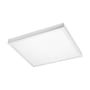 SpectrumLEDs hvide påbygningsramme med et monteret Algine LED-panel set skråt nedefra.
