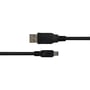Deltaco USB 2.0-kabel med mini-B-stik og USB-A-stik ses vandret med god afstand mellem de sorte ledningsender.