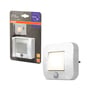 OSRAM Lunetta Hall sensor natlampe med PIR sensor, 10 lm, 0.7W, 3000K, hvid, vist med indpakning og selve produktet.