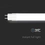 V-TAC Pro T8 LED lysrør, der viser et 160 graders strålevinkel for øjeblikkelig fuld belysning.