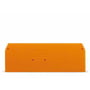 Wago ende- og mellemplade i klar orange, 2,5 mm tyk, set forfra med Wago logo.