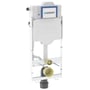 Geberit GIS WC-element på 114 cm med Sigma indbygningscisterne, vist med hvid plast og grå metalramme på hvid baggrund.