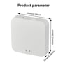 Bluetooth gateway hub vist i en målskitse med målene 60 × 60 × 15 mm.