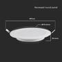 Detaljeret diagram over V-TAC LED indbygningspanel med dimensioner: Ø170,8 mm diameter, 28,4 mm højde.