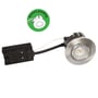 Scan Products Luna Quick Install GU10 downlight med børstet aluminiumskant, der viser LED-lyskilden.