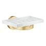 Smedbo Home vægmonteret sæbeskål med hvid porcelænsskål og messingholder, mål 123x95 mm.