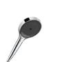Hansgrohe Rainfinity håndbruser 130mm med 3 stråletyper i krom, vist med Select-knap på hvid baggrund.