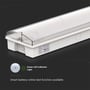 V-TAC 3W LED nødbelysning med angivet synsafstand på 22 meter og nød driftstid på 3 timer, i grå baggrund.