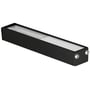 Den sorte LED-stripprofil Profil strip rail 20x14, 2 meter, ses skråt med kanal og skruer på endestykket.