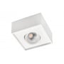 SG Armaturen Cube Lux, en hvid påbygget downlight med 2700K lysfarve og glasafskærmning, vist på hvid baggrund.