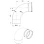Teknisk tegning af Blücher syrefast rør Bøjning 87,5° med dimensioner ø250mm, R375 og højde 484mm.