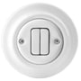 ABB Decento dobbelt korrespondanceafbryder i glans hvid med porcelænsindsats, 10A 250V.