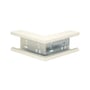 Wibe udvendigt hjørne WGX-S YH i hvid RAL9010/60 med dimensioner 110x72 mm, monteret foran et hvidt baggrund.