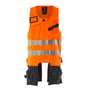 Værktøjsvest fra Mascot i fluorescerende orange med mørkeblå detaljer og reflekterende striber, vist forfra.