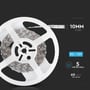 V-TAC VT-5050 LED-strip er rullet tæt op på en spole; grafikken angiver 10 mm bredde og 5 meter længde.