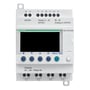 Schneider Electric Zelio Logic logisk styringsmodul set forfra med display, betjeningsknapper og tilslutningsklemmer.