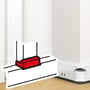 Legrand T-stykke til DLP kliksystem i hvid plast, 50 x 130 mm, vist i montage med en rød markering på et trægulv.