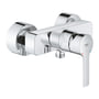 Grohe Lineare etgrebsbatteri til brus i skinnende krom finish, vægmonteret med etslankt metalgreb.