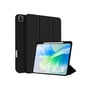 4smarts Folio Case Basic i sort PU-læder vist med en iPad Pro 11" sat op i stativfunktion, med en pen integreret.