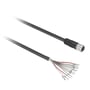 Schneider Electric 15 meter sorte PVC sensorkabel med 8-polede M12 hunstik, vist med afisolerede ender.
