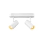 SLV NOBLO hvid væg- og loftlampe med to justerbare spots, 12W effekt og varmt lys.