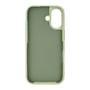 Indersiden af det salviegrønne silikonebagcover til iPhone 17 har en mørkere, tekstureret flade og åbninger.