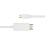 Deltaco USB-C til HDMI-kabel på 1 meter set vandret med begge stik synlige mod hvid baggrund.