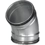 Lindab Safe BU 45 graders buet ventilationsbøjning i 63 mm galvaniseret stål med tætningsringe på begge ender.