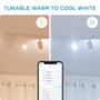 WiZ Imageo spotlampe viser justerbar lysfarve fra varm hvid til kølig hvid, styret via WiZ app.