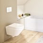 Villeroy & Boch ViConnect E200-vægtryk ses monteret ved et toilet i et lyst badeværelse med badekar.