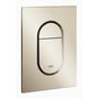 Grohe Arena Cosmopolitan S betjeningsplade i poleret nikkel, med elegant oval trykflade og Grohe logo. Mål 130x172mm.