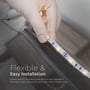 En hånd installerer en V-TAC LED strip langs en mørk kant, hvilket illustrerer nem montering.