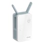 D-Link E15 AX1500 mesh-rækkeviddeforlænger set skråt forfra med to antenner og ventilationsåbninger på siden.
