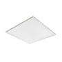 Kobi NIRA SLIM LED-panel 60 × 60 set skråt nedefra med flad, hvid lysflade og smal kant.