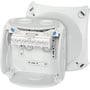 Hensel forgreningsdåse DK0404G i hvid plast med åbent låg, der viser 5-polet klemme til 1,5-4mm² kabler.