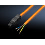 Rittal tilslutningsledning 3m, orange, 3-polet med 230V LED-stik og afisolerede ender.