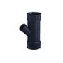 Wavin X-Stream PP-gren, DN400 x 160 mm, 45 grader, med glat spidsende og uden gummiringe. Sort PP-materiale.