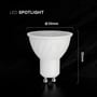 V-TAC VT-275 LED spotlight med dimensioner angivet som 50mm i diameter og 55mm i højde.