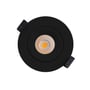 SLC OnePro LED downlight i sort aluminium med 12W og 3000K varmt hvidt lys, viser den dybtliggende lyskilde med 30 graders kipbar vinkel.