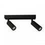 SpectrumLED Madara Slim dobbelt MR11 armatur i sort aluminium, viser de to bevægelige spots vinklet udad.