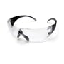 Activewear 4140 Flow sikkerhedsbrille set mere forfra med bred klar linse, sorte stænger og næsepuder.