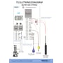 Ledningsdiagram til Watertec 4G PRO pumpestyring viser relæer samt tilslutning af pumpe, vand- og niveausensor.