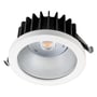 SG Armaturen Rax Soft 150 downlight med hvid ramme, sort køleprofil og satineret afskærmning, 3780lm, 4000K.