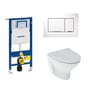 Geberit Sigma 112 cm toiletpakke, inkl. Ifö Spira 6265 Rimfree, Ifö Clean + SoftClose toiletsæde, og Sigma30: Hvid (krom detajler) trykknap