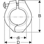 Monteringsskitse af Geberit FLOWFIT fixpunkt til 16mm rør, viser dimensioner og skruefastgørelse.