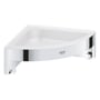 Grohe Start Cube hjørnesæbekurv i forkromet metal og hvid plast, måler 160x160mm.